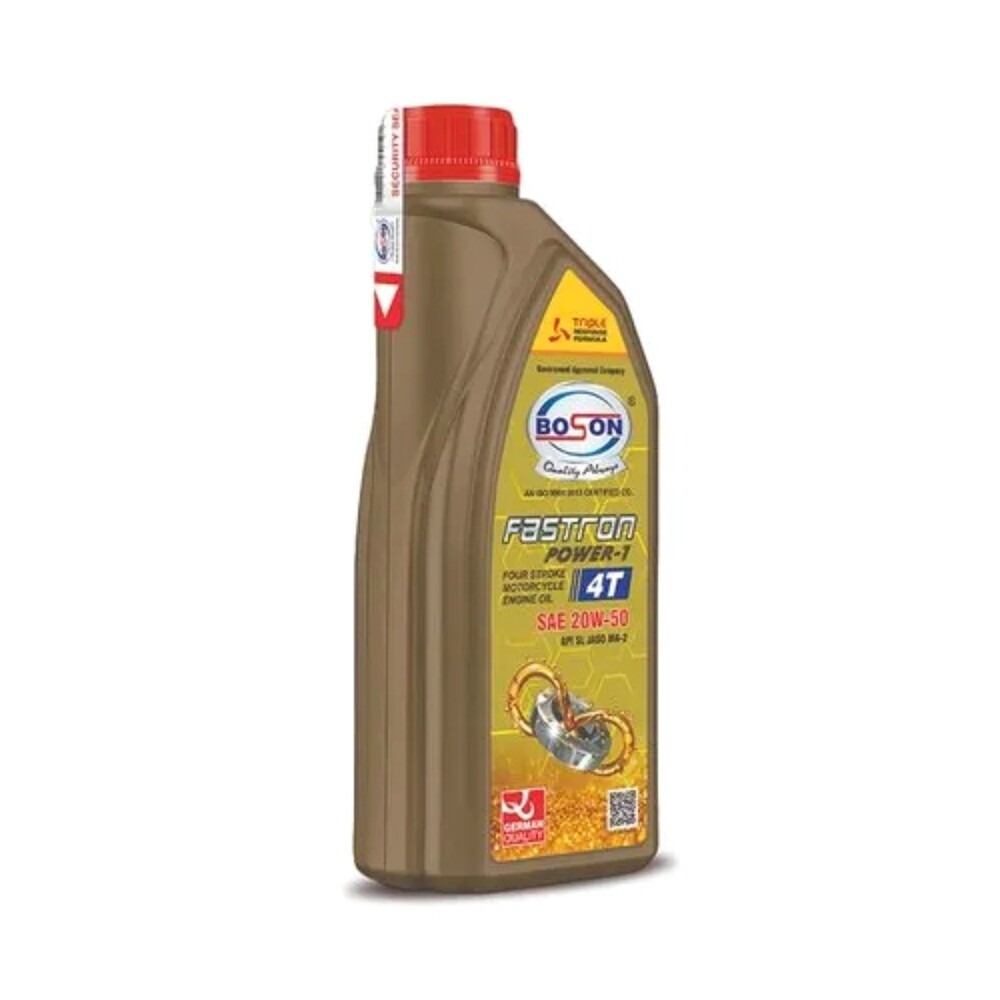 Scooter Engine Oil - SAE 20W-50 Boson Fastron Power-1 4T Four Stroke Motorcycle Engine Oil | Golden Color, Bottled Application for Industrial Use