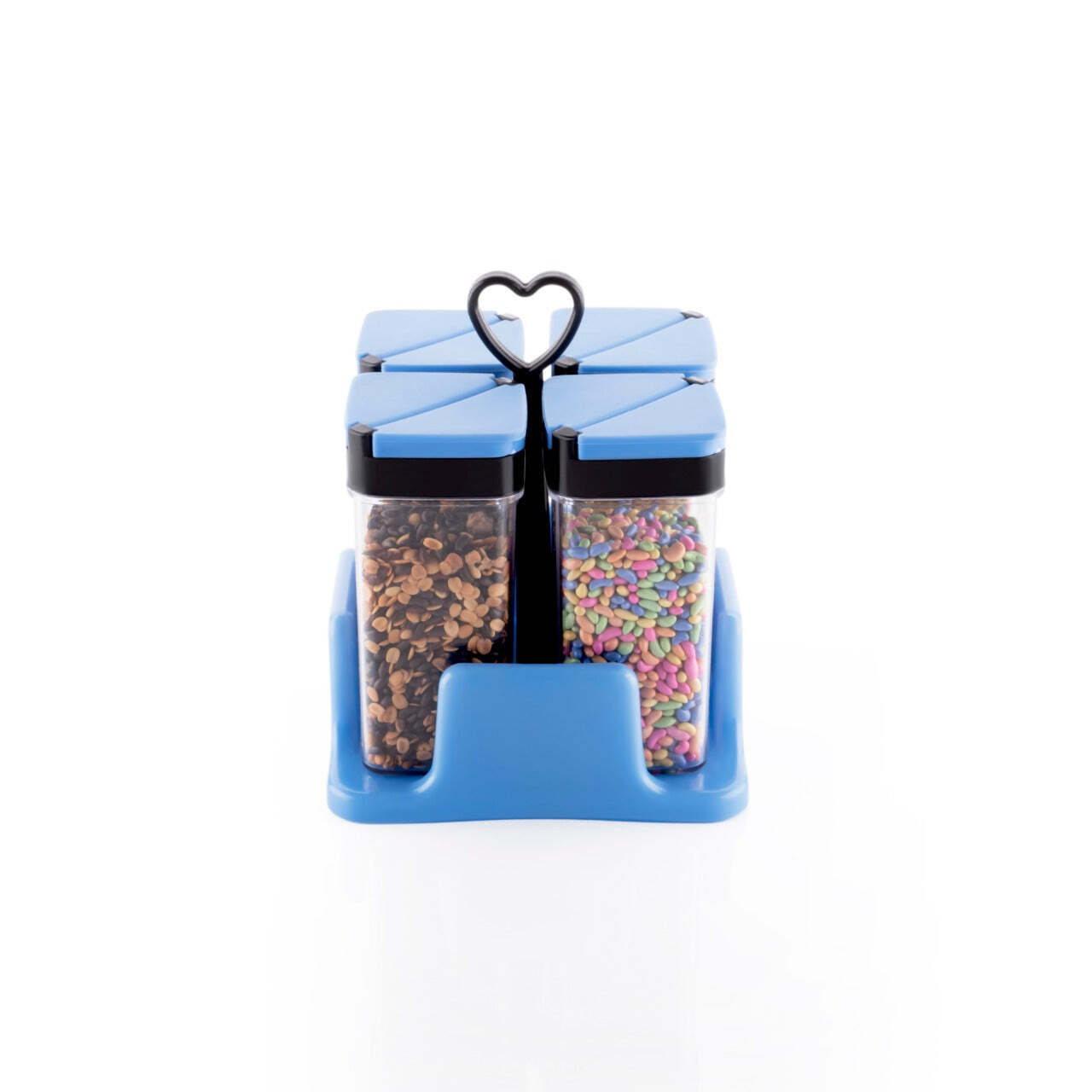 Multipurpose Masala/spice Rack Container - Plastic, 11x11x12 Cm, Multi/assorted Colors | Set Of 4 Practical Spice Organizers