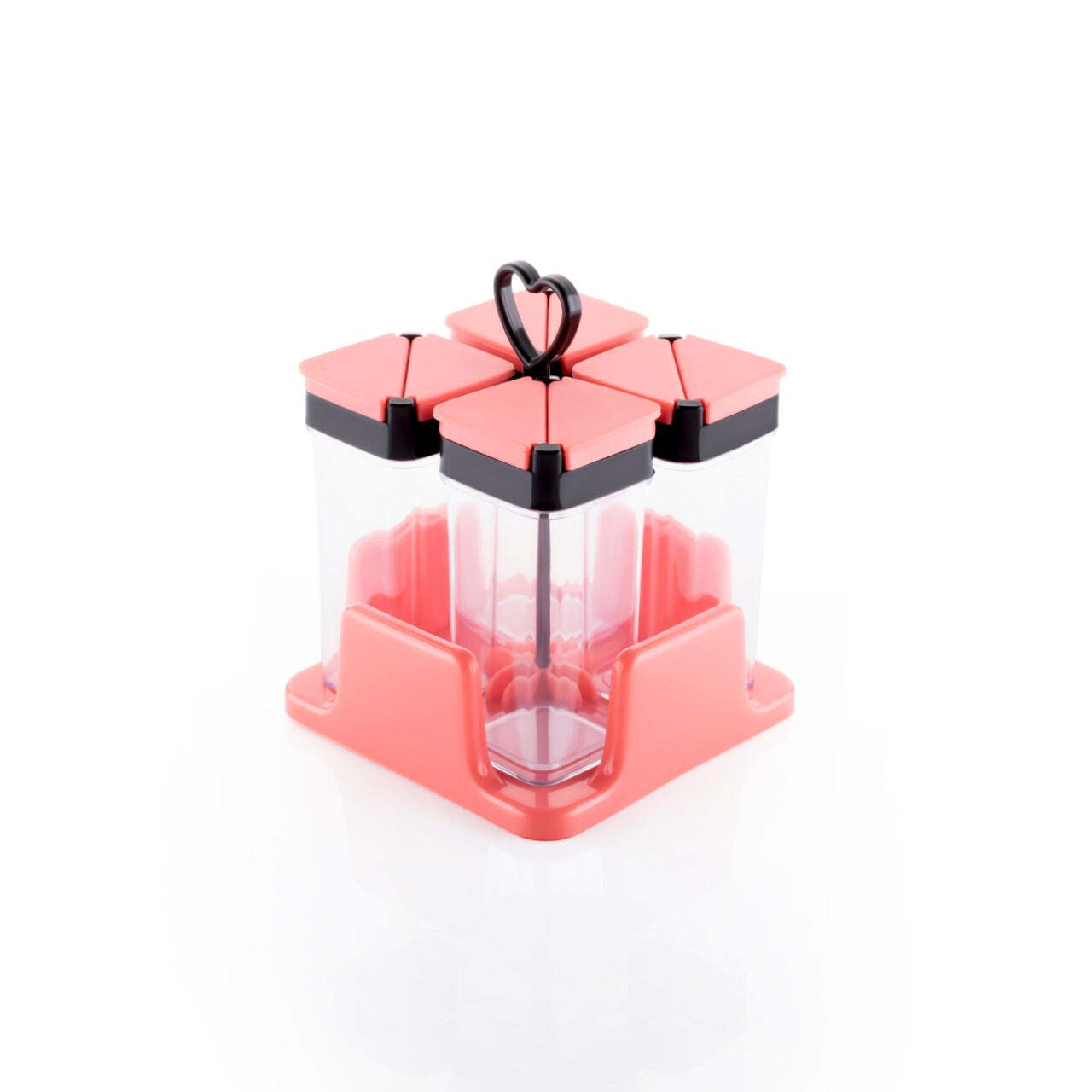 Multipurpose Masala/spice Rack Container - Plastic, 11x11x12 Cm, Multi/assorted Colors | Set Of 4 Practical Spice Organizers