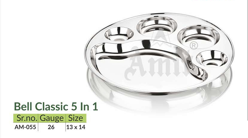 Stainless Steel Compartment Plate - Silver Finish, Custom Sizes, Anti-corrosive Design | Ideal For Food Serving