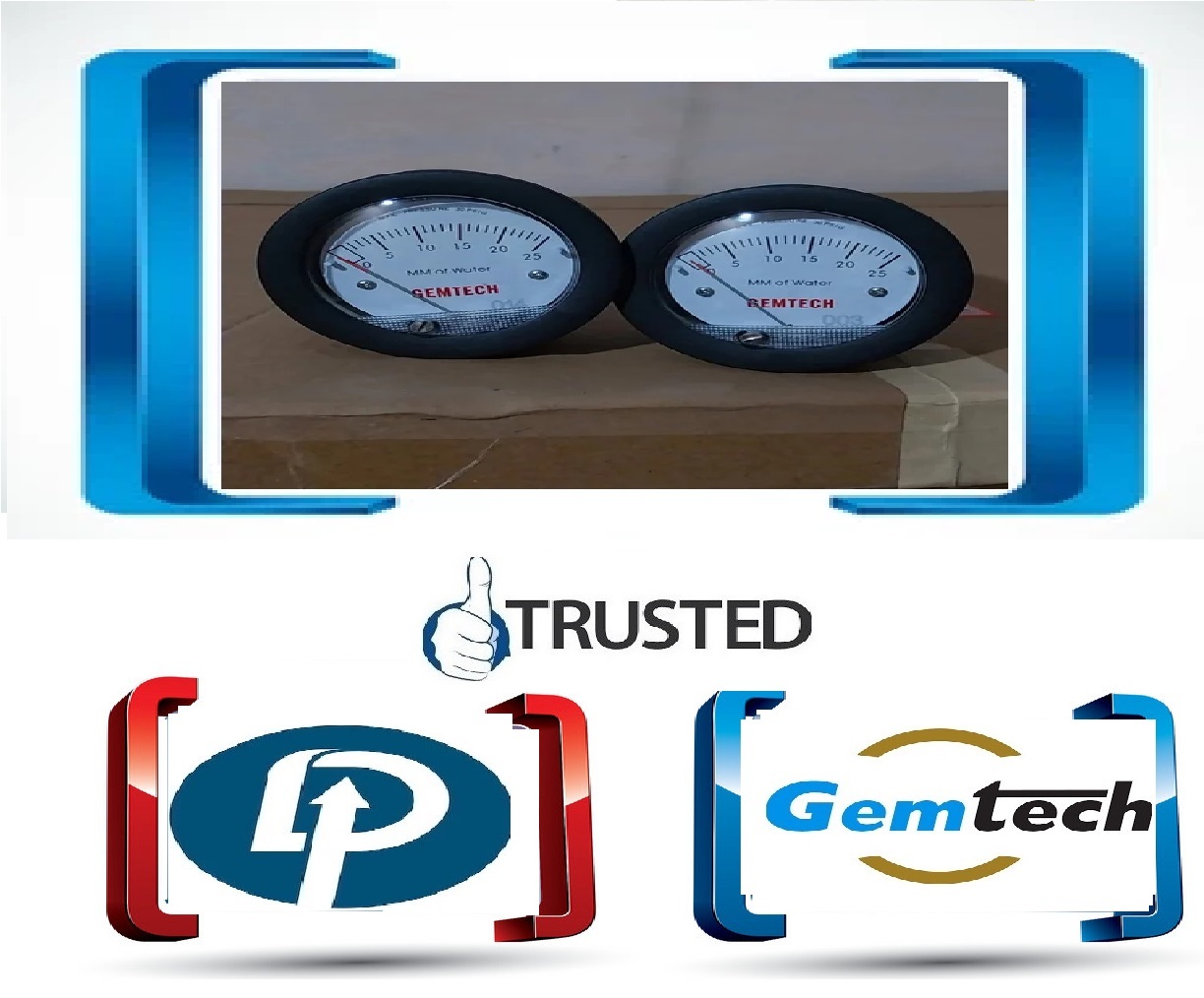 Gemtech G2-5000-100mm Mini Differential Pressure: 0-100 Mm Wc Accuracy: A 2% Of Full Scale (A 3% On A 0