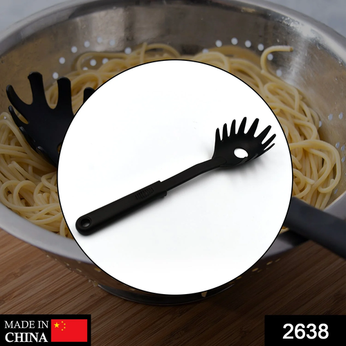 2638 Heat-resistant Pasta Server Baking Tools - Nylon Material, 31 Cm Size, Black Color | Anti-scald Silicone Handle, Dishwasher Safe, Spacious Head  