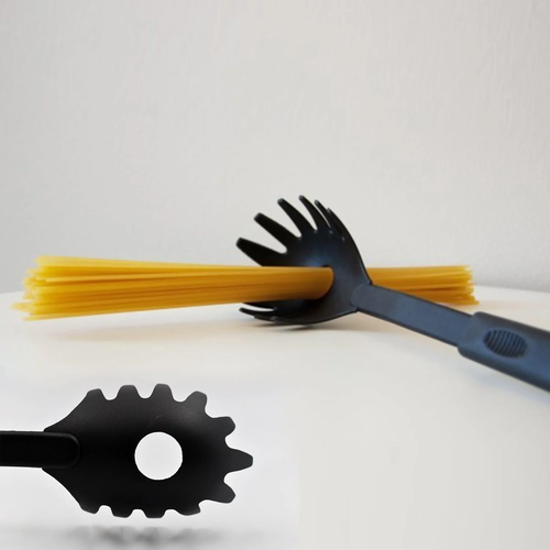 2638 Heat-resistant Pasta Server Baking Tools - Nylon Material, 31 Cm Size, Black Color | Anti-scald Silicone Handle, Dishwasher Safe, Spacious Head  