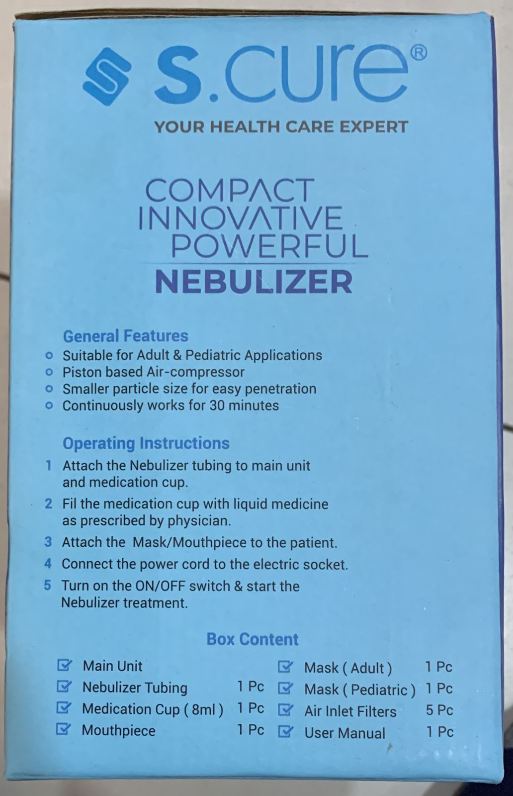 White Compact Innovative Powerful Nebulizer Scure ( Nec 640)