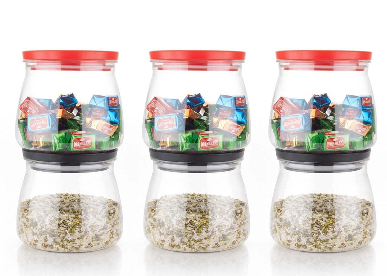 Transparent / Clear Matka Shaped Jar With Air Tight And Leak Proof Lid (Multicolour) (Set Of 6) (900ml) (2286)