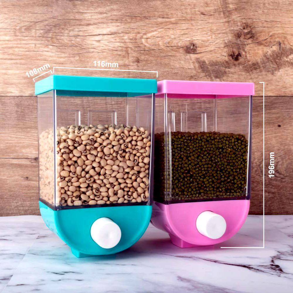 Wall Mounted Cornflakes - Plastic, 13x11x21 Cm, Multi Color | Ideal For Cereal, Pulses, Beans, Oatmeal, Candy & Dry Food Storage - 1100 Ml Capacity