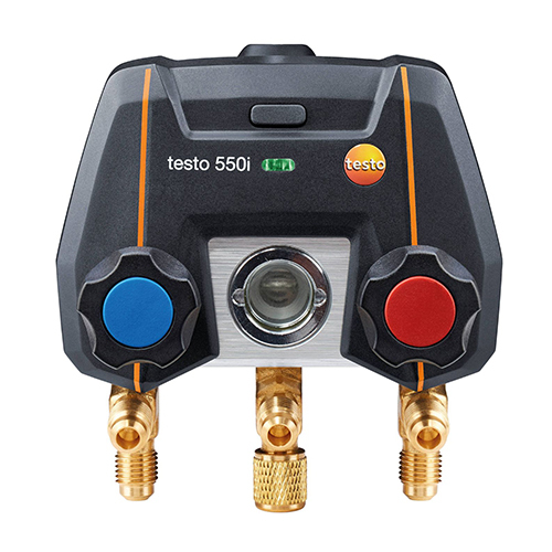 Black Testo 550i App-controlled Digital Manifold With Bluetooth And 2-way Valve Block