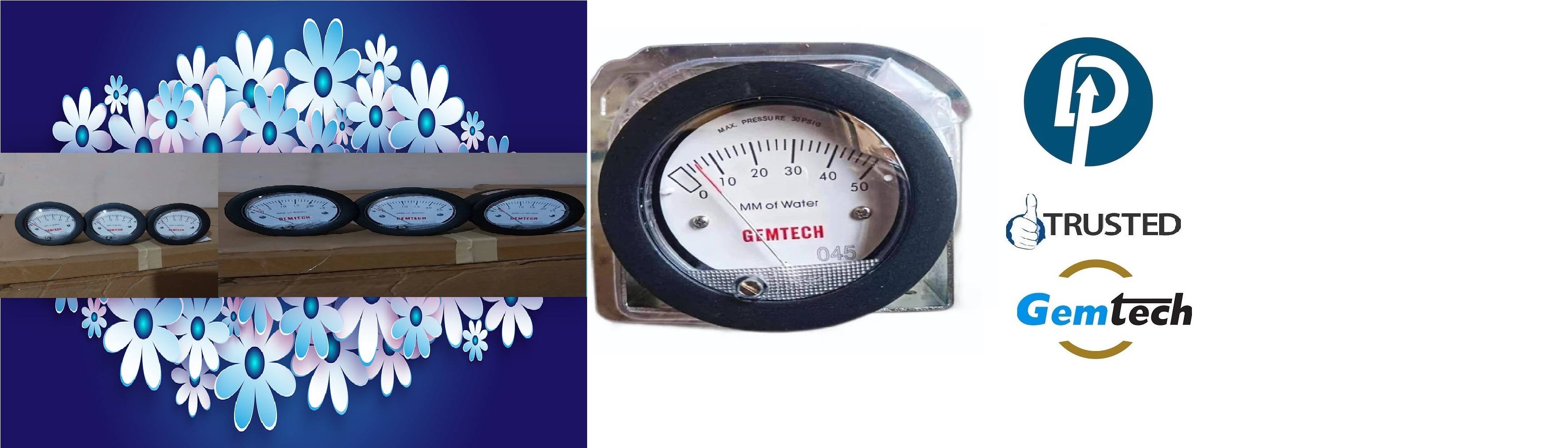 Gemtech G2-5000-25mm - Npt Mini Differential Pressure By 0-25 Mm Wc Accuracy: A 2% Of Full Scale (A 3% On A 0