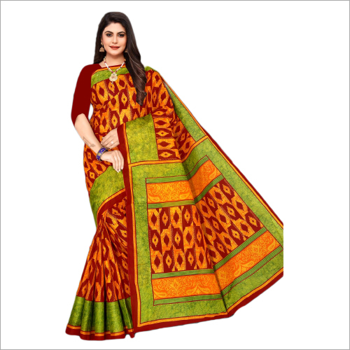 Jai Shree Krishna Designer Sarees - Printed Cotton Blend, Suitable For Summer, Winter, Rainy, Spring - Ideal For Casual Occasions