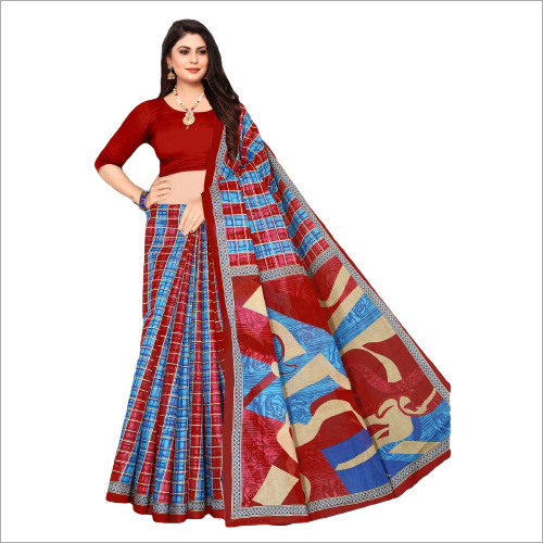 Jai Shree Krishna Designer Sarees - Printed Cotton Blend, Suitable For Summer, Winter, Rainy, Spring - Ideal For Casual Occasions