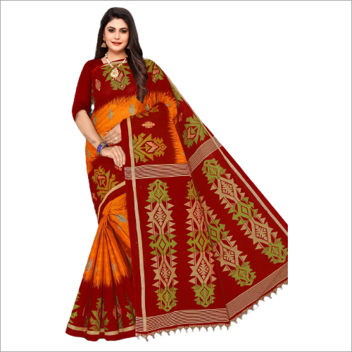 Jai Shree Krishna Designer Sarees - Printed Cotton Blend, Suitable For Summer, Winter, Rainy, Spring - Ideal For Casual Occasions