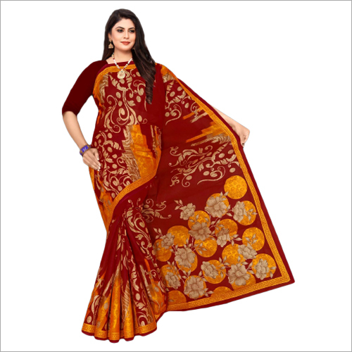 Jai Shree Krishna Designer Sarees - Printed Cotton Blend, Suitable For Summer, Winter, Rainy, Spring - Ideal For Casual Occasions