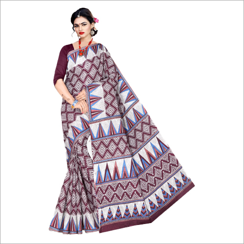 Metallic Cotton Designer Sarees - Cotton Blend, Grey Color, Printed Pattern | Casual Wear For Rainy, Spring, Summer, Winter Seasons