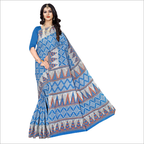 Metallic Cotton Designer Sarees - Cotton Blend, Grey Color, Printed Pattern | Casual Wear For Rainy, Spring, Summer, Winter Seasons