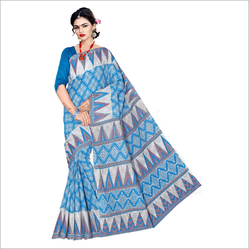 Metallic Cotton Designer Sarees - Cotton Blend, Grey Color, Printed Pattern | Casual Wear For Rainy, Spring, Summer, Winter Seasons