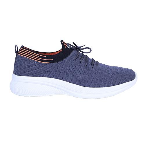 Washable Dark Grey And Orange Sports Shoes