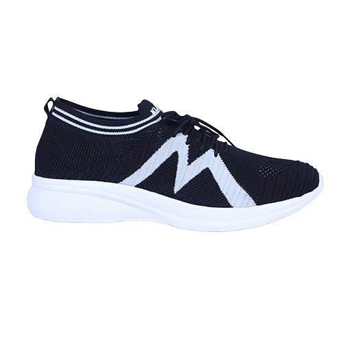 Black and Light Grey Sports Shoes - Fabric and EVA, Medium Heel, Washable | Lightweight and Breathable, All-Season Versatility, Rubber Outsole for Superior Grip