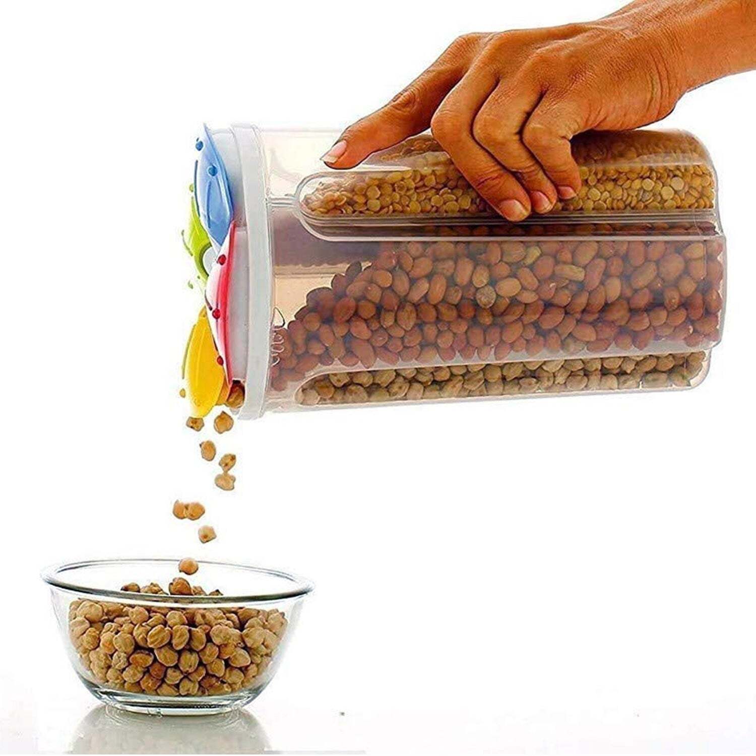 4 Section Storage Containers Airtight Transparent Food Plastic Storage Container (2822) - Plastic Material, 14x14x22 Cm, Clear Color | Airtight Design For Optimal Freshness