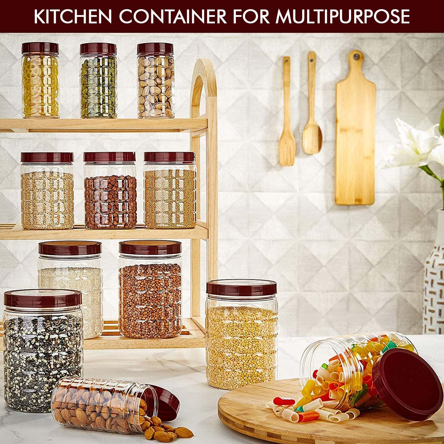 Airtight Round Kitchen Storage Containers - Plastic, 32x21x18 Cm | 18-pcs Set In Clear For Small, Medium & Big Size