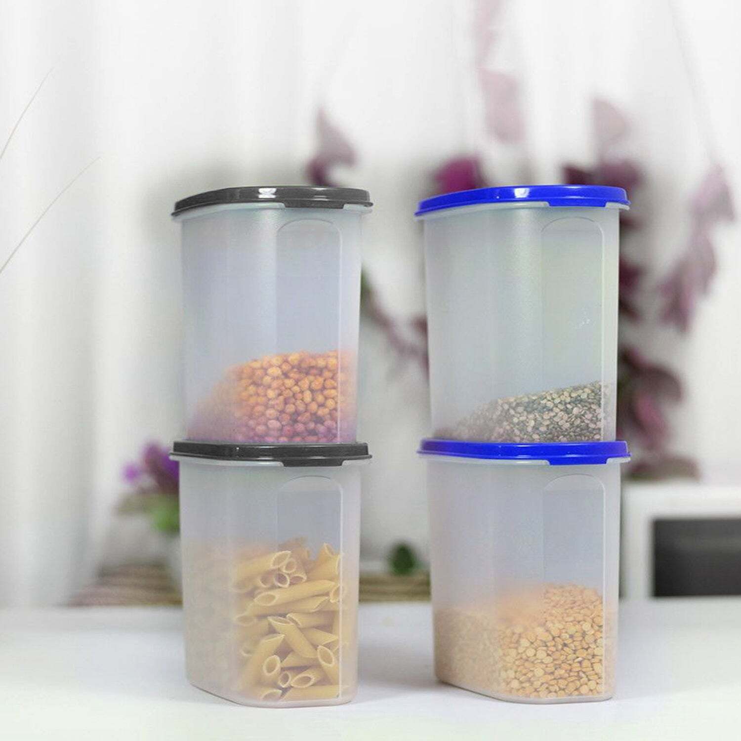 Kitchen Storage Container For Multipurpose Use (1000ml) (Pack Of 4) - Plastic, 30*10*20 Cm, Transparent / Clear (Multi) | Ideal For Organizing And Preserving Food