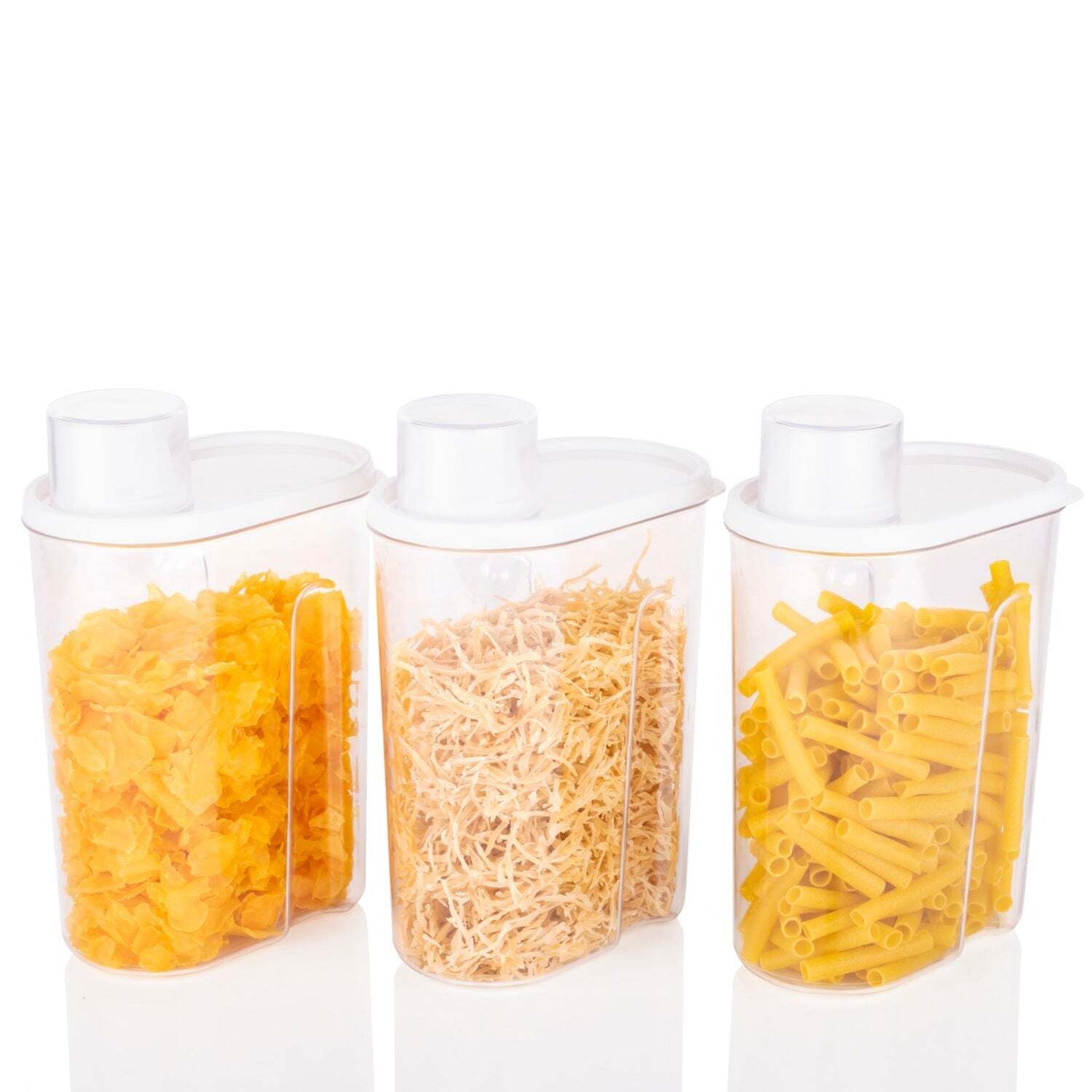 3 Pc Cereal Dispenser 1700 Ml - Transparent Plastic, 16x10x35 Cm | Ideal For Storing And Serving Cereal And Snacks