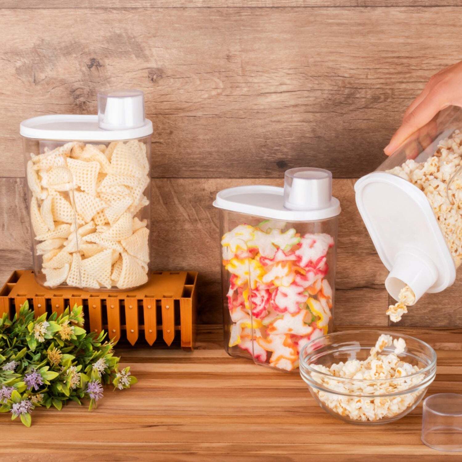 Transparent / Clear (Multi) 3 Pc Cereal Dispenser 750 Ml For Storing And Serving Of Cereal And All Stuffs (2760)