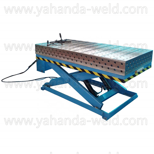 3D Welding Table with Hydraulic Scissor Lifter - Modular, Adjustable Height 850mm, High Precision Clamping, Quick Fixing Solution for Workpieces