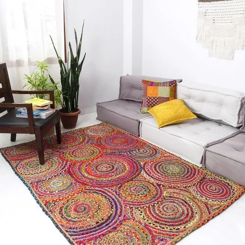 मल्टीकलर कॉटन डायमंड डिज़ाइन रग
