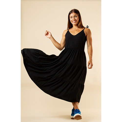 Rib Layer Long Dress - Organic Cotton Fabric, Customized Size, Pink-black & Various Colors | Sleeveless, Breathable, Washable, All Season