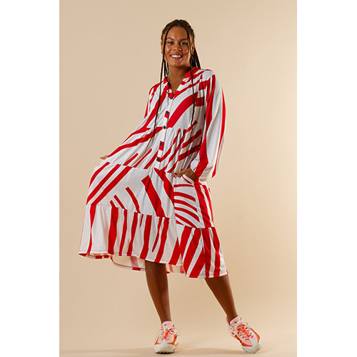 Graphic Layer Dress - Organic Cotton Fabric Customized Size Black-white & Various Colors | Breathable Washable Full Sleeves Printed Pattern All Season