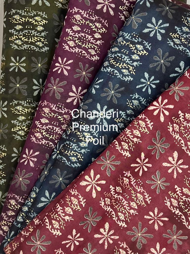 Chanderi Foil Fabric - Attributes: Shinny