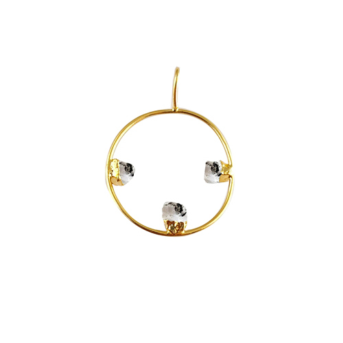 Herkimer Diamond Raw Gemstone Pendant - 30mm Round Shape, Electroplated In Gold, Silver, Rose Gold