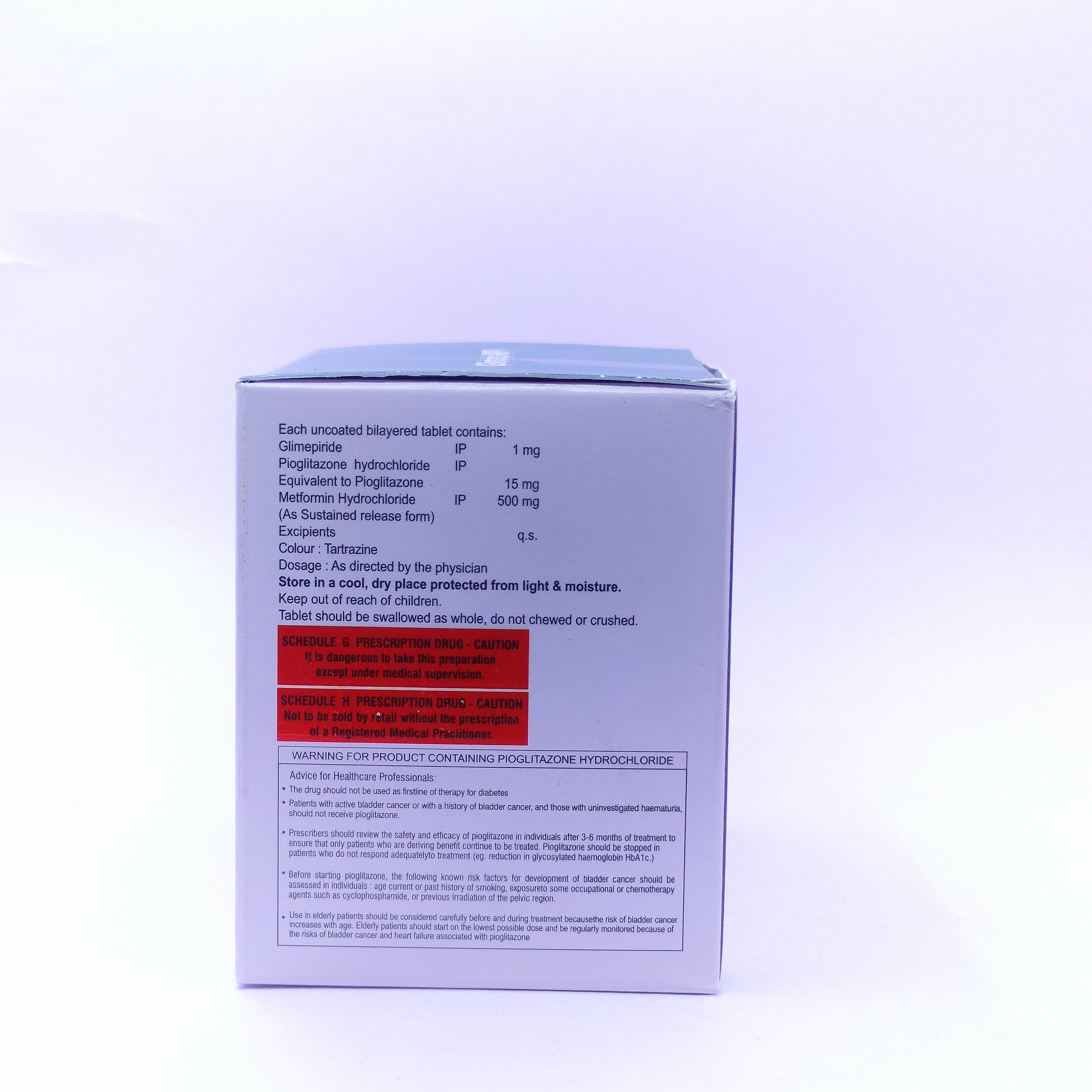 Glimeperide And Metformin And Pioglitazone Tablet Recommended For: Doctor