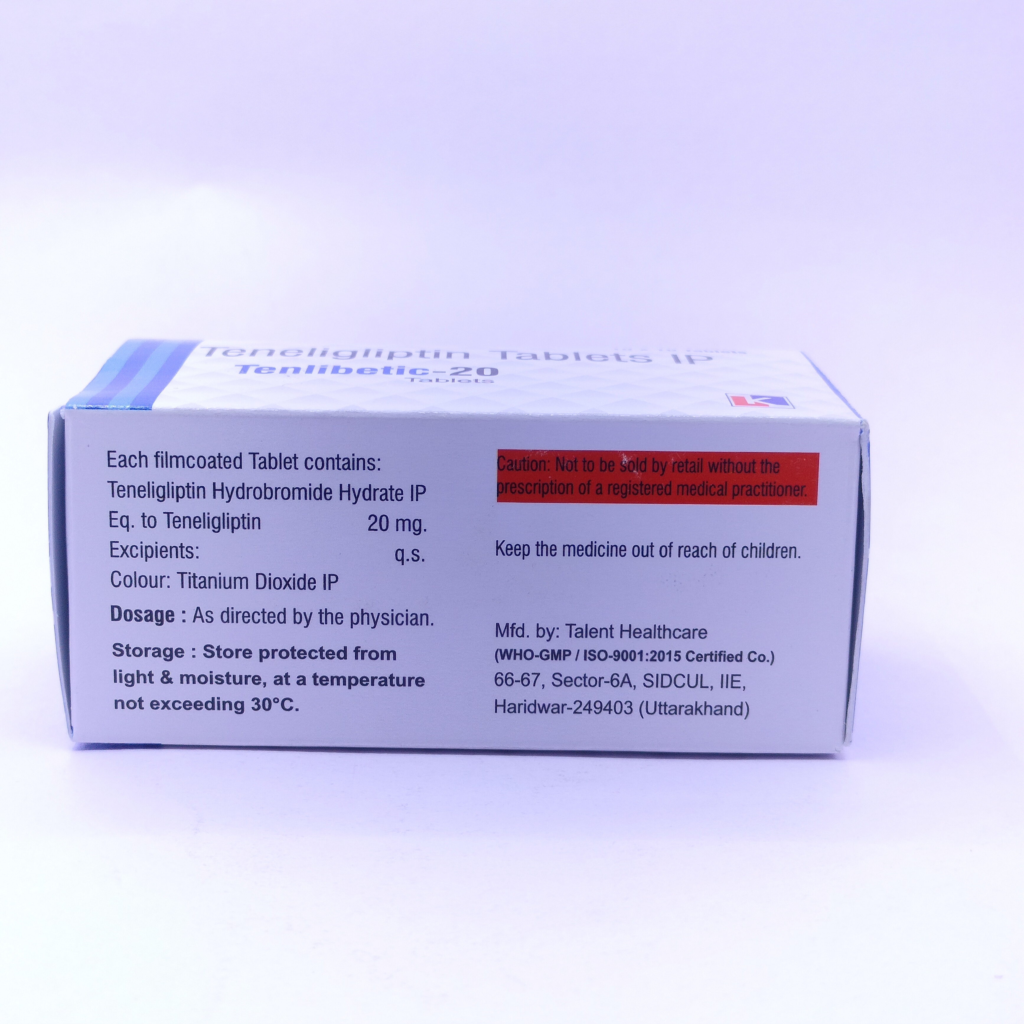 Teneligliptin - 20mg + Metformin Hydrochloride 1000mg | Antidiabetic Tablets For Type 2 Diabetes Mellitus, 10x10 Alu-alu Packaging, Physician-directed Dosage