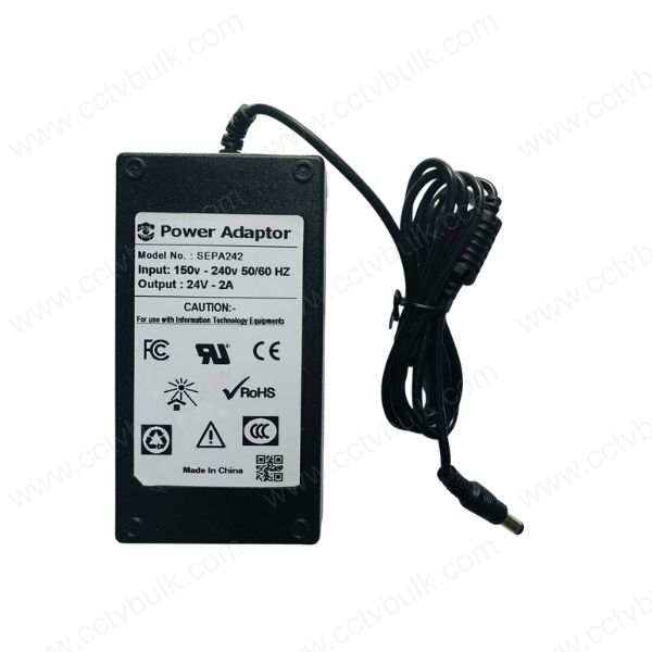 Power Adapter 24v-2a - Input 150v-240v, 50/60 Hz | Reliable Voltage Regulation And Stable Power Output For Various Devices