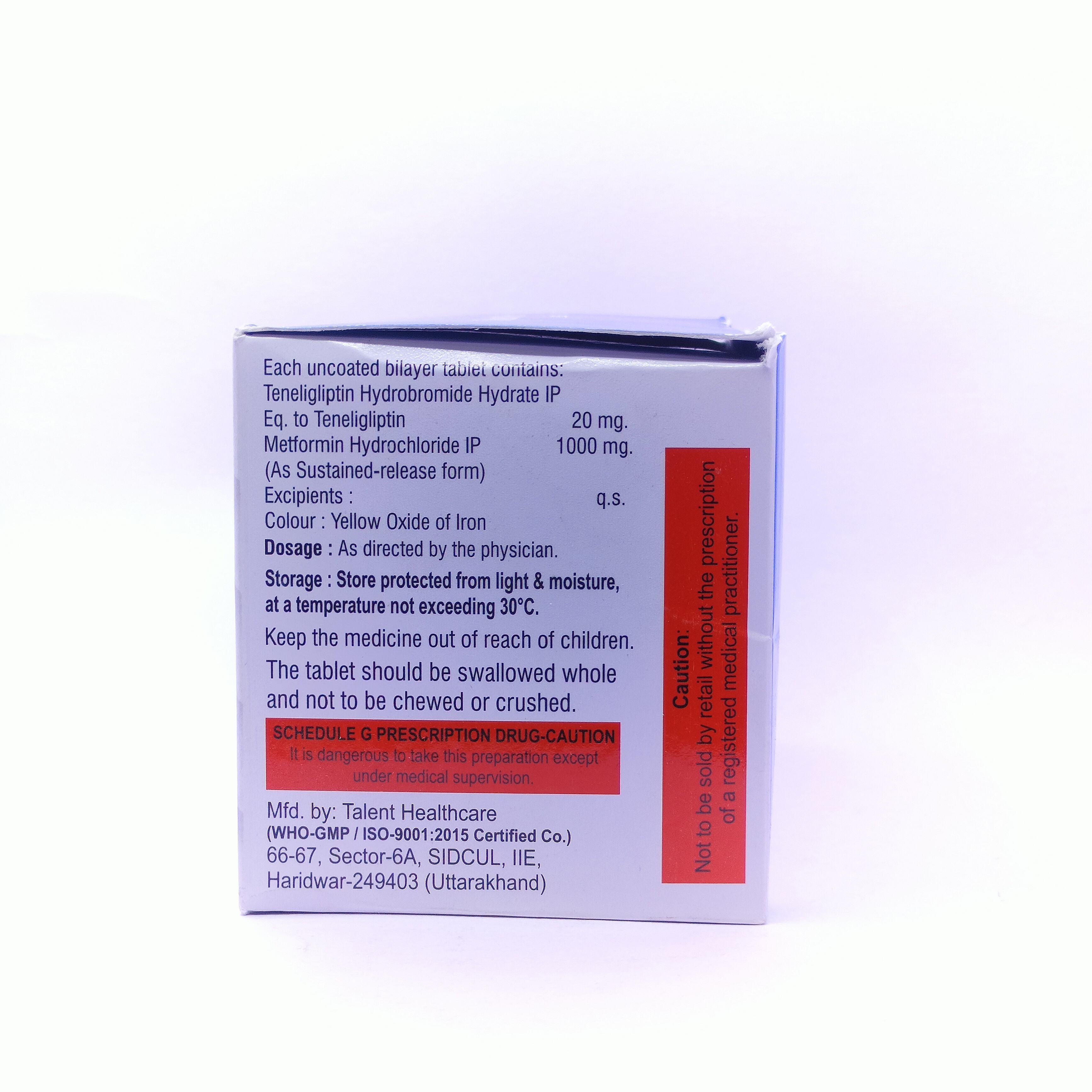 Teneligliptin And Metformin Hydrochloride Tablets