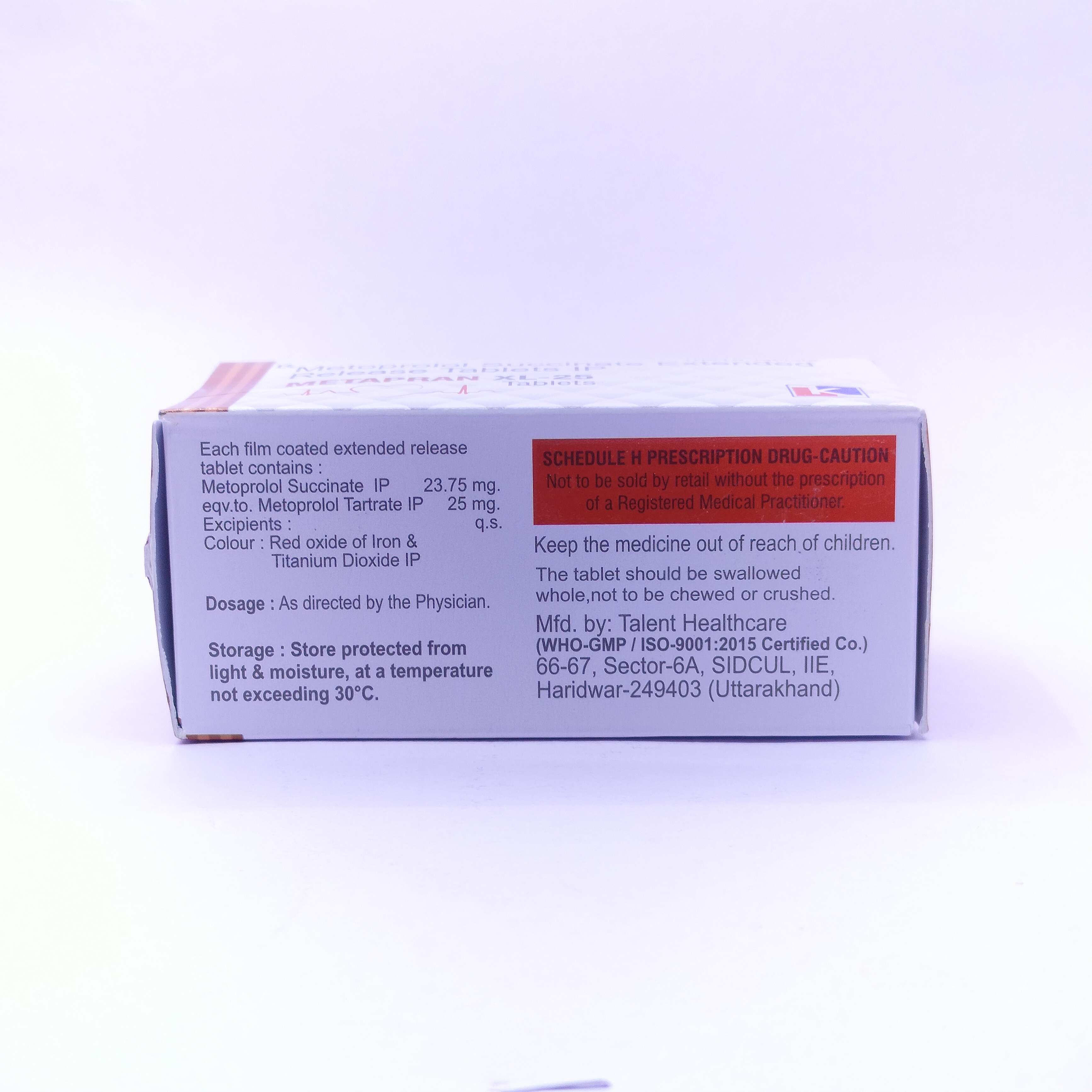 Metoprolol Tablets - 10x10 Pack, Generic Drug For Hypertension, Angina Relief & Heart Attack Survival Support, Storage In Cool, Dry Place
