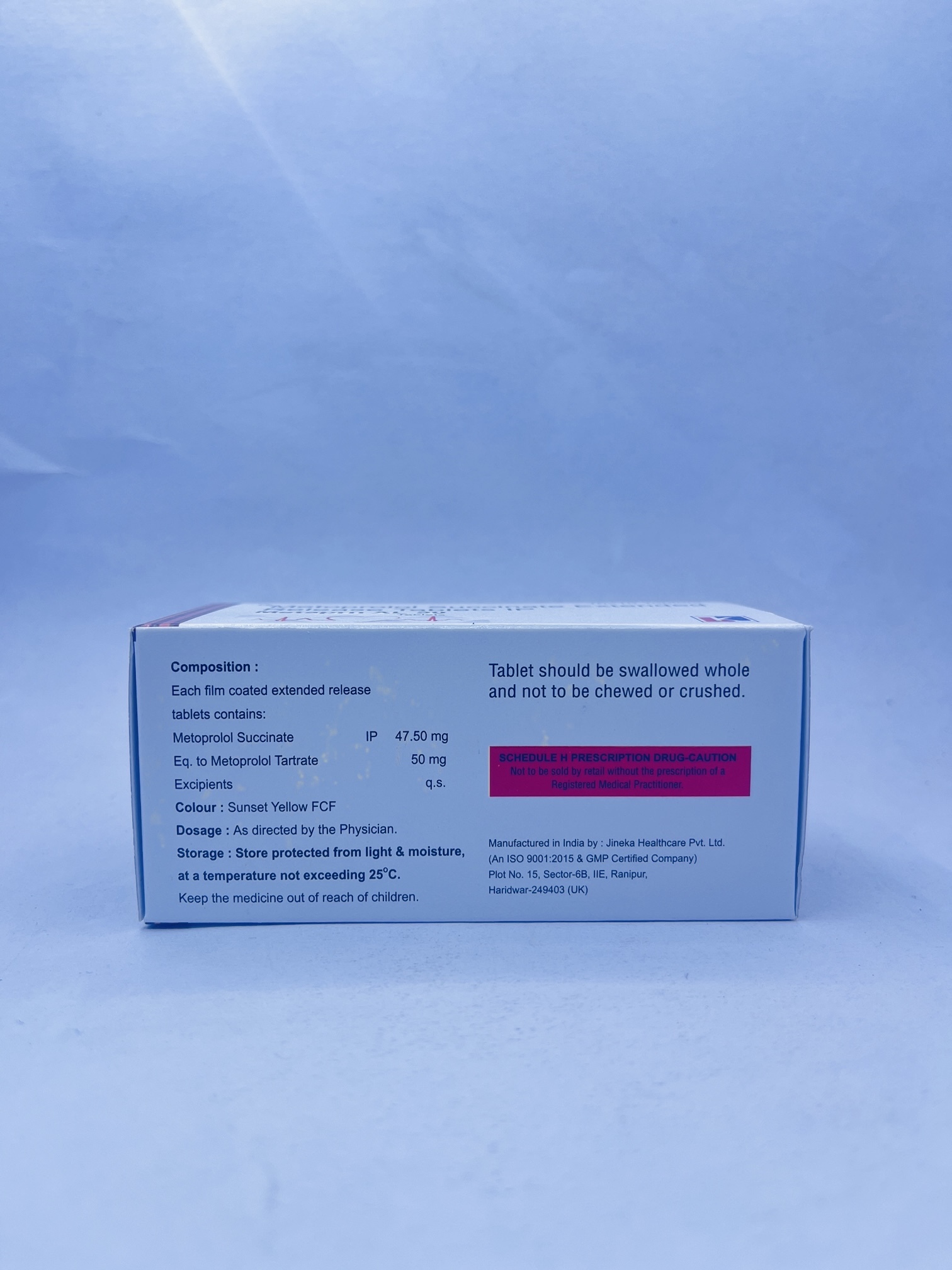 Metoprolol - 25mg Tablets, 10x10 Box Packaging | Treats Chest Pain, Heart Failure, High Blood Pressure, Store In Cool Dry Place