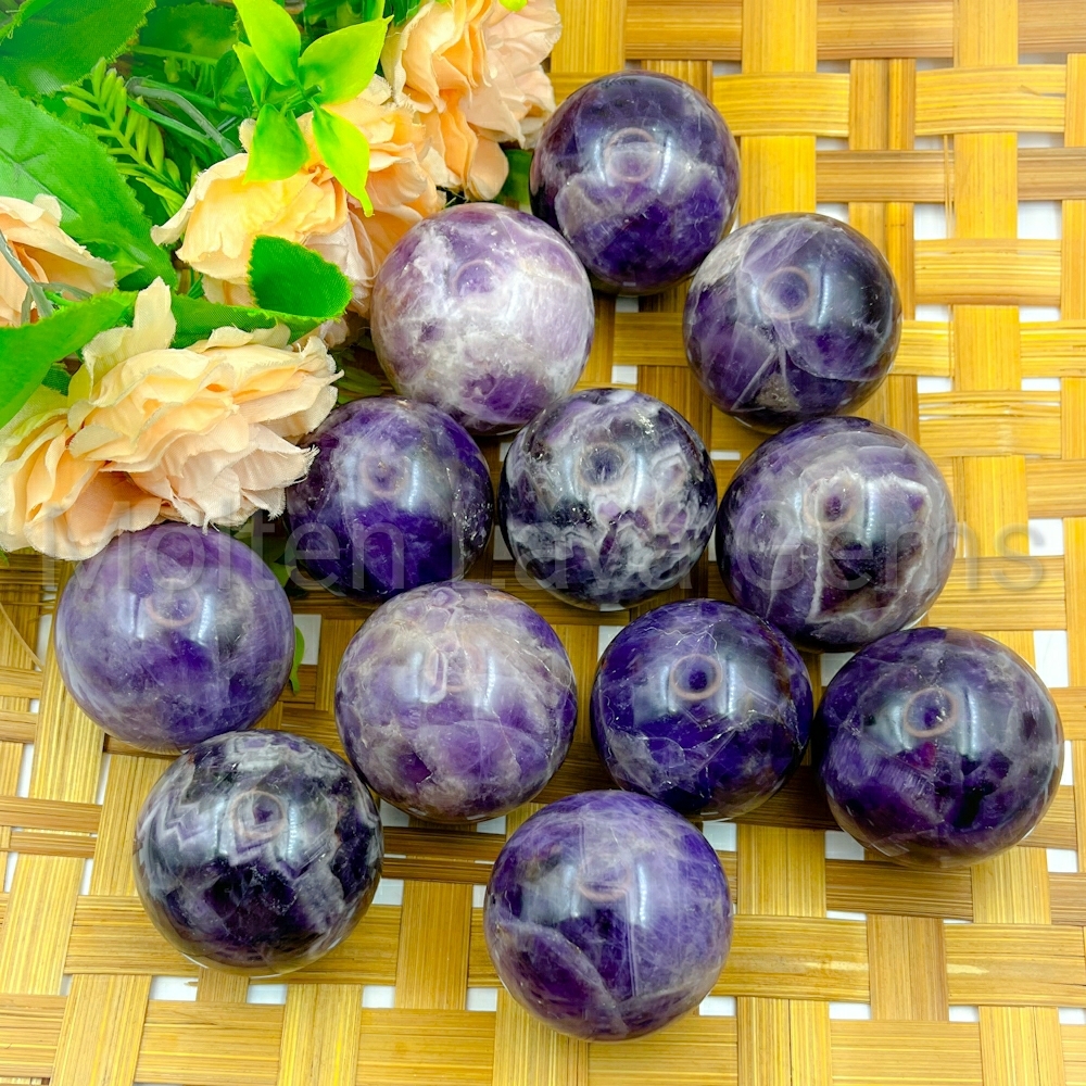 Amethyst Sphere - 45 To 50 Mm, Natural Purple Gemstone Ball For Healing And Home Decoration, Handmade Polished Finish, Chakra Balancing Properties