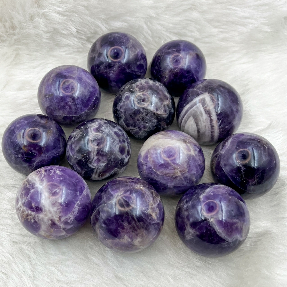 Amethyst Sphere - 45 To 50 Mm, Natural Purple Gemstone Ball For Healing And Home Decoration, Handmade Polished Finish, Chakra Balancing Properties