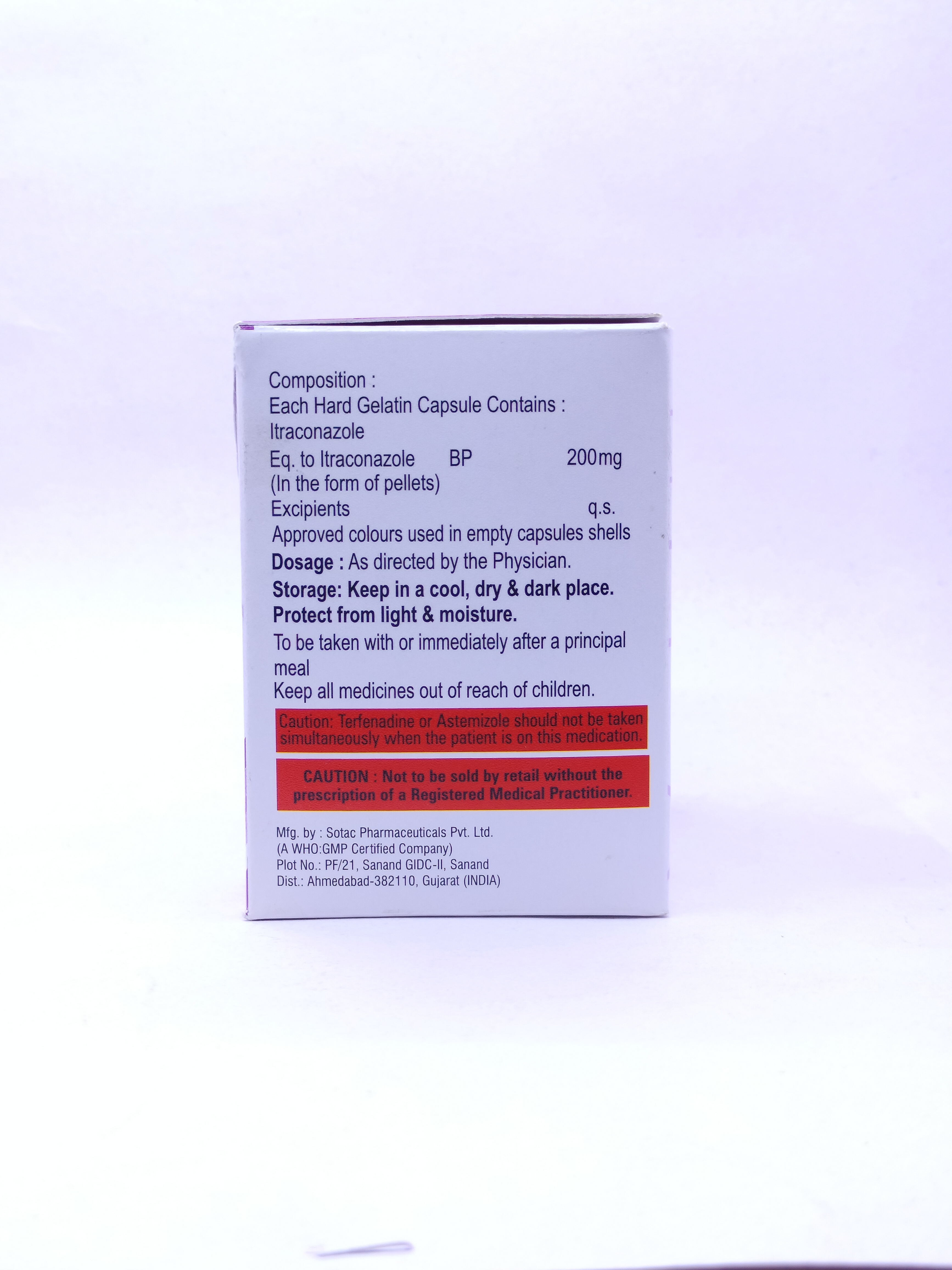 Itraconazole Capsules - 100mg/200mg, Anti Fungal Infections Treatment For Lung Fungal Infections, 10*10 Quantity, Store In Cold And Dry Place