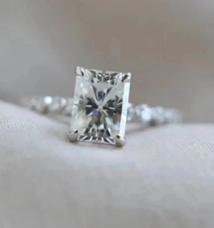 Diamond Solitaire Engagement Ring Radiant Cut - Gold/silver, Customizable Size, Elegant Design, Gia/igi Certified, Handmade With Lifetime Warranty