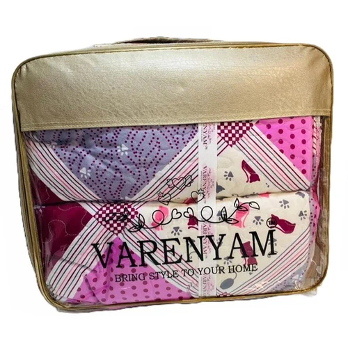 100% कॉटन जयपुरी ब्लॉक प्रिंट क्विल्टेड बेड कम्फ़र्टर सेट