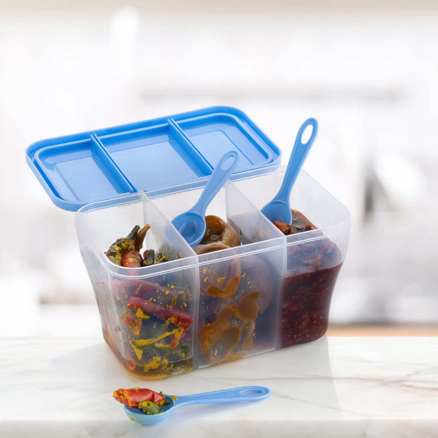 Plastic Square Storage Organiser Container (750ml Capacity) (2625) - Plastic Material , 17x11x13 Cm Size , Clear Transparent Color