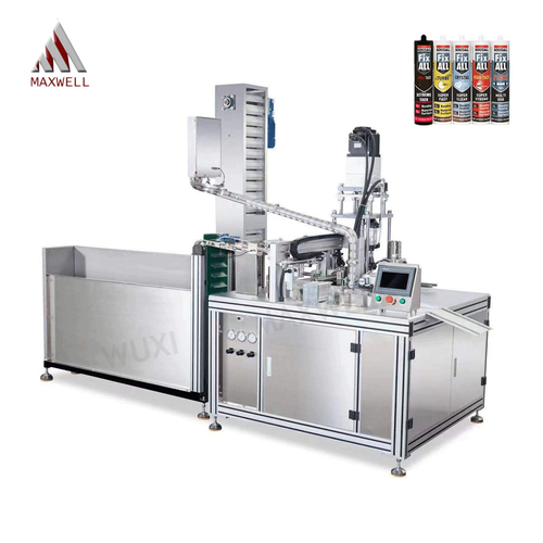 Automatic Rtv Gel Cartridge Silicone Sealant Filling Machine - Carbon Steel, 4000x1450x2200 Mm, Silver Color | 20-40 Pcs/min Capacity, Plc Control System, 850 Kg Weight, 1 Year Warranty, Touch Screen Functionality