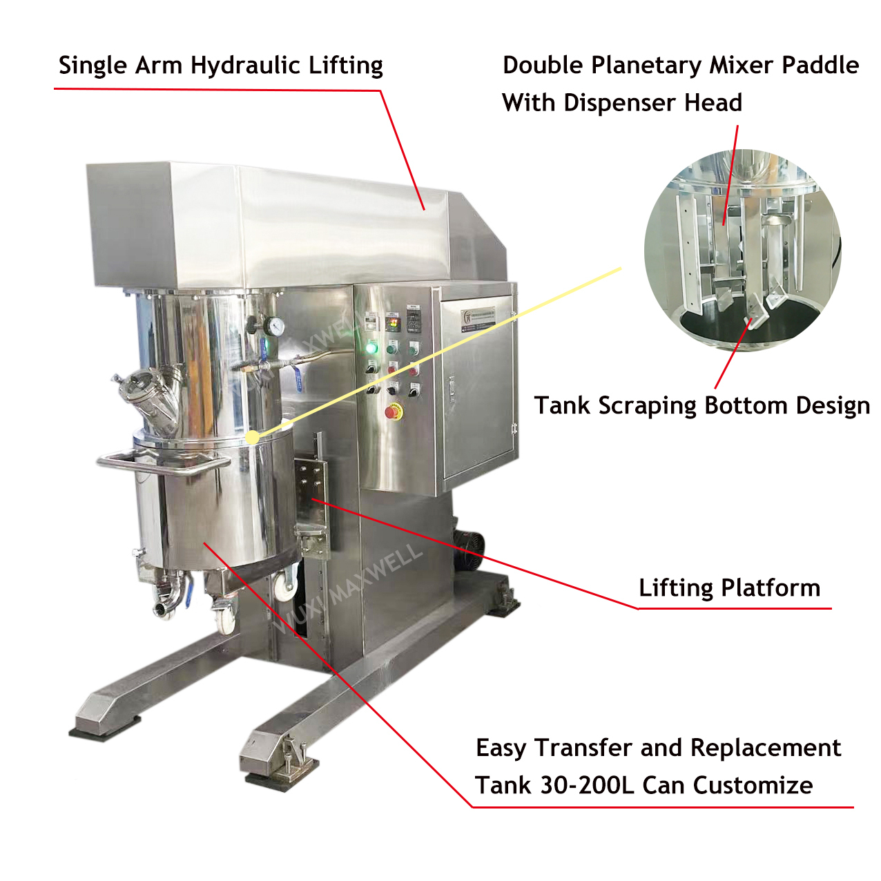 30l Automatic Vacuum Double Planetary Mixer Cutting Speed: 2100 Rpm