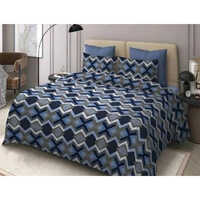 ब्लू फ्लोरल प्रिंटेड लिनेन बेडशीट सेट
