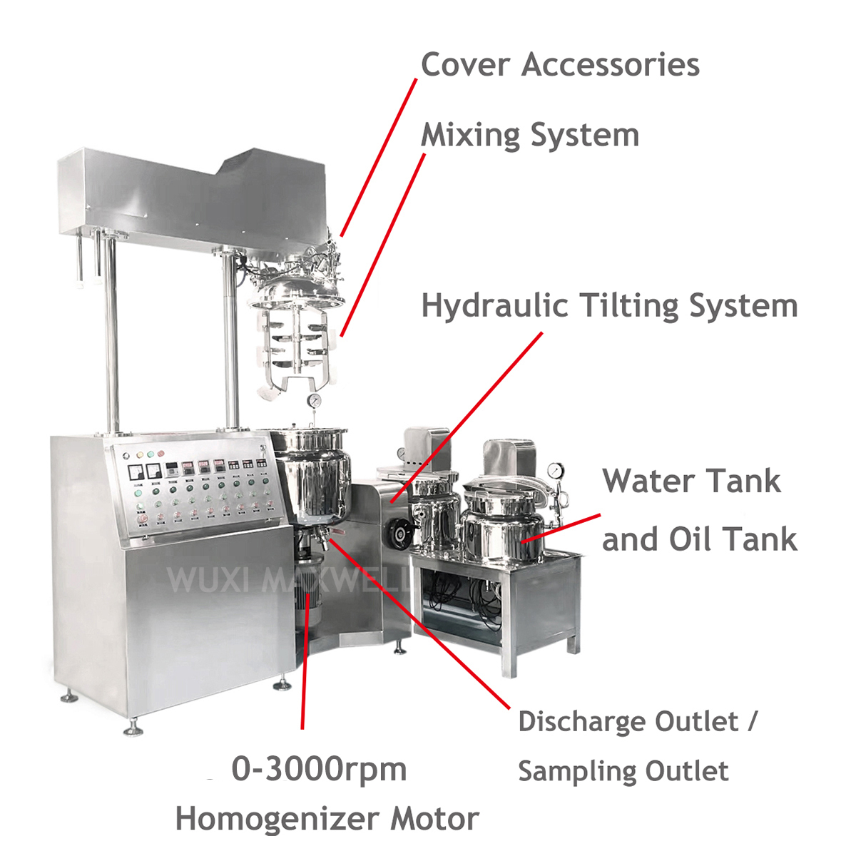100l Vacuum Emulsifying Machine Emulsification Machine For Cosmetics/ointments Cutting Speed: 3000 Rpm