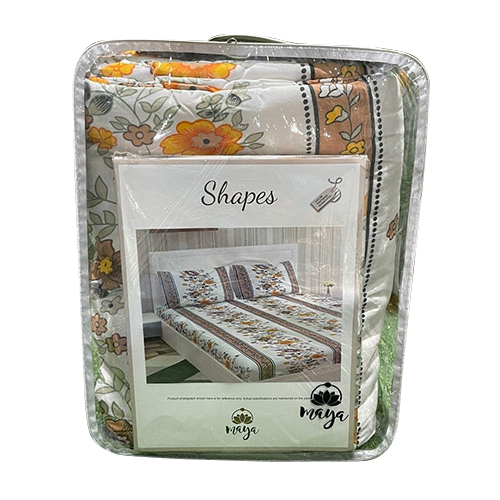 मल्टीकलर लिनेन कम्फ़र्टर बेडशीट सेट