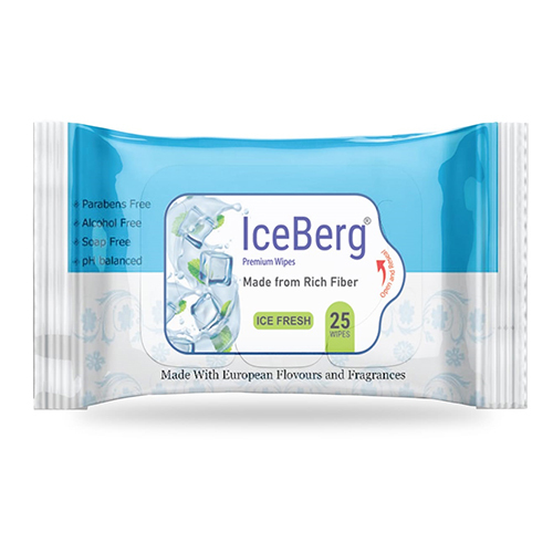 Ice Fresh Facial Wet Wipes - Non Woven Fabric, 150 mm x 200 mm, White Color | Multi Fragrance, Cooling Effect, 99.99% Germ Protection, Biodegradable, Skin Soothing Ingredients